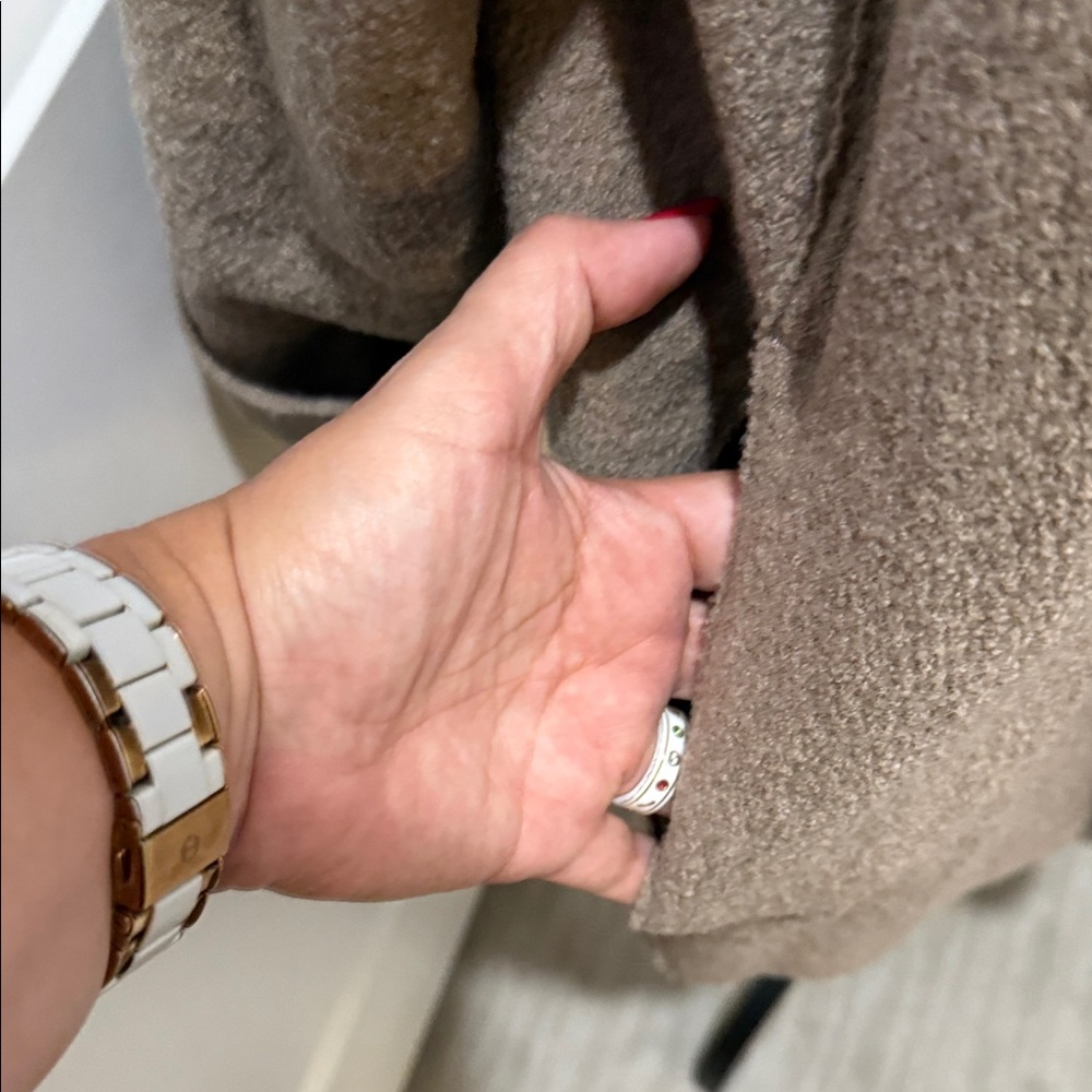 Eileen Fisher Open-Front Wool Cardigan in Taupe Brown - Picture 2 of 6
